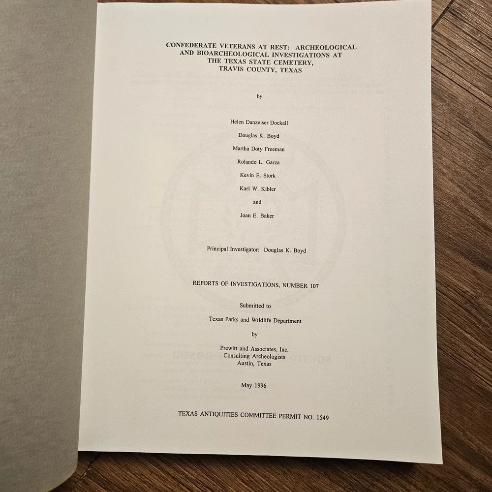 Confederate Veterans at Rest Texas State Cemetery Prewitt and Associates 1996 PB